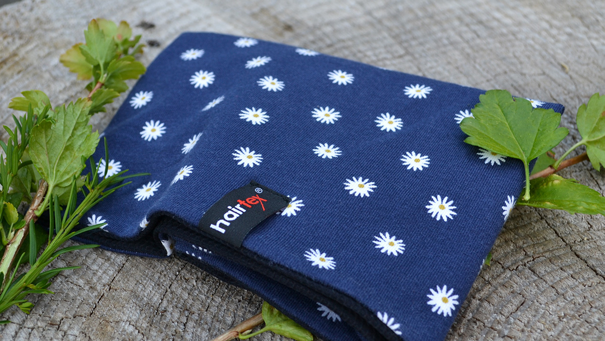 Stall-Beanie Blümchen Blau ONESIZE