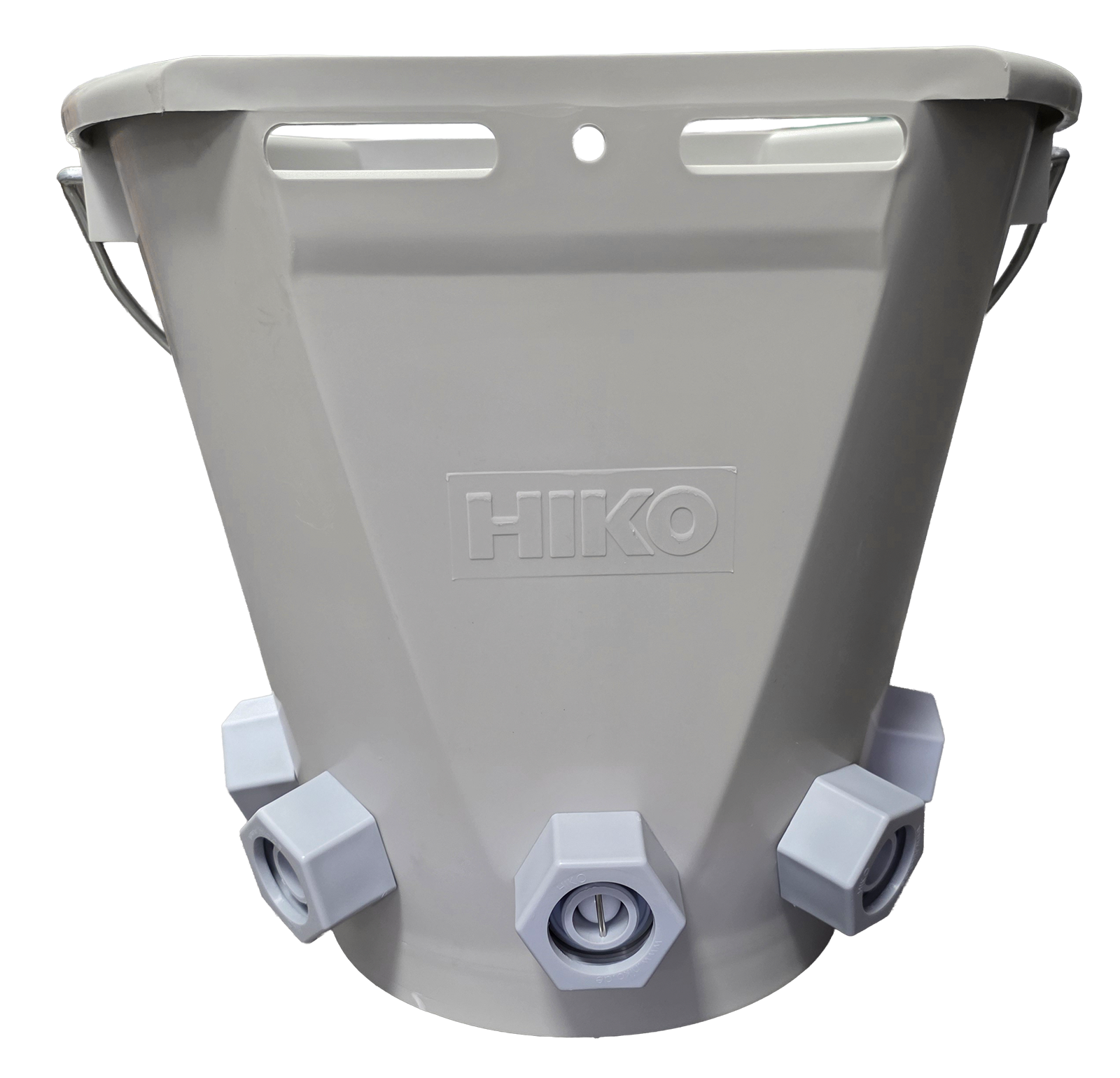 Grey calf feeding bucket with 5 feeding points, without teats