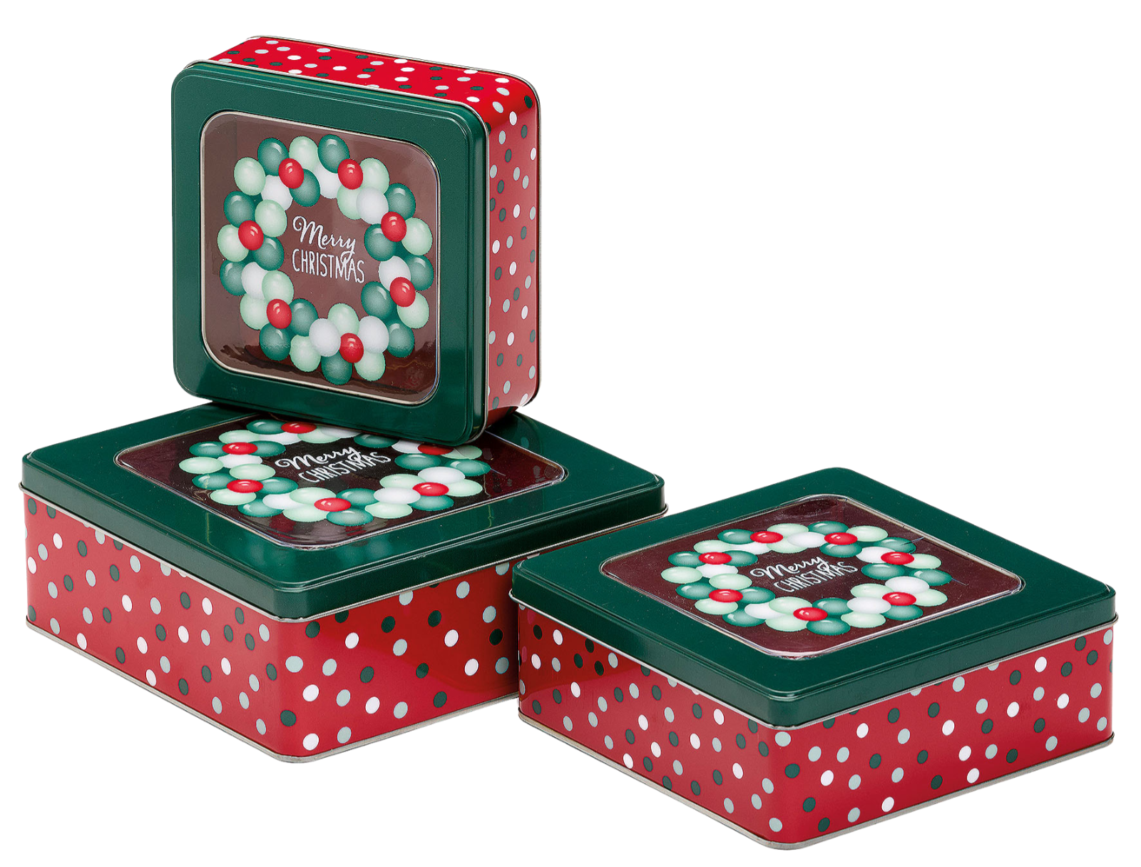 Ensemble de boîtes à biscuits, 3 pièces, avec fenêtre