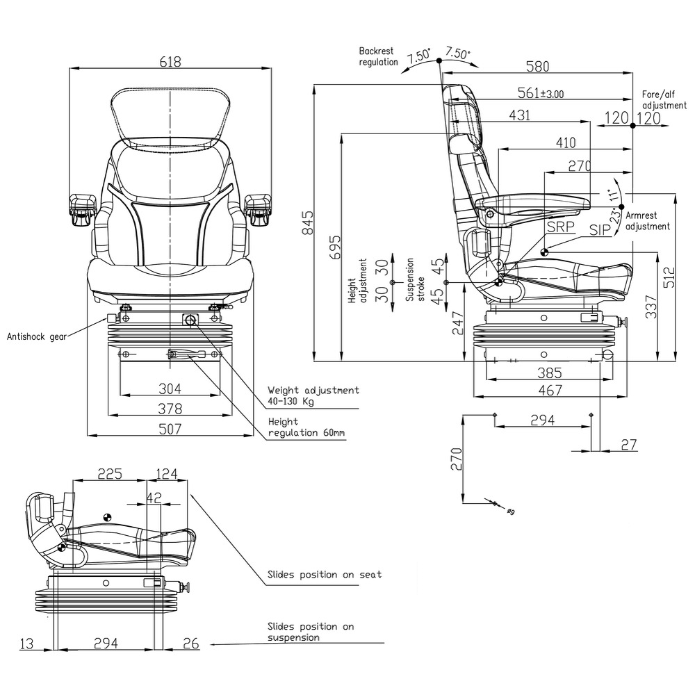 Fahrzeugsitz ACTIVO PLUS luftgefedert 12V