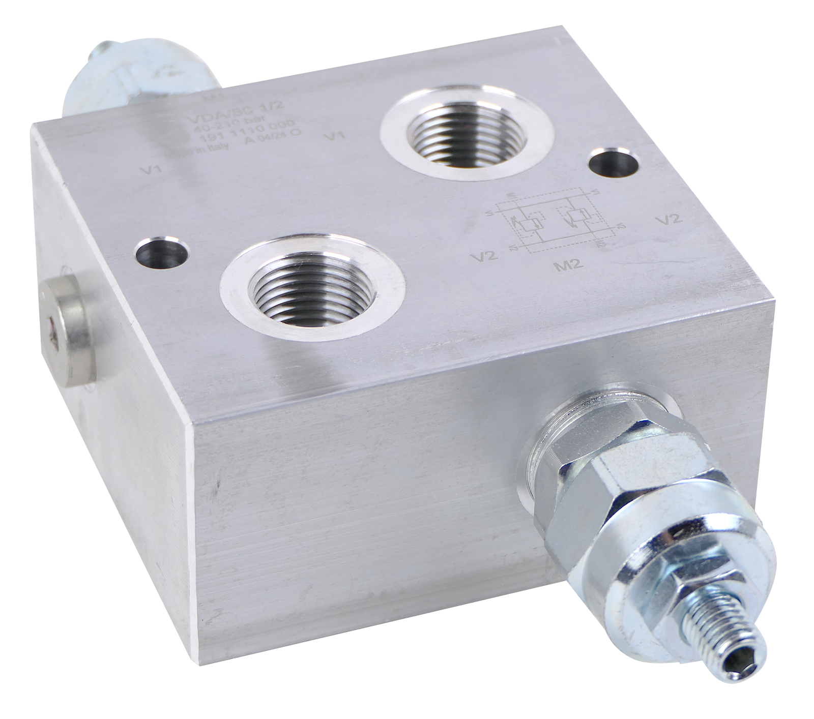 Schockventil doppeltwirkend, Durchfluss 80L/min, max. Druck 260bar, mit Manometeranschluss