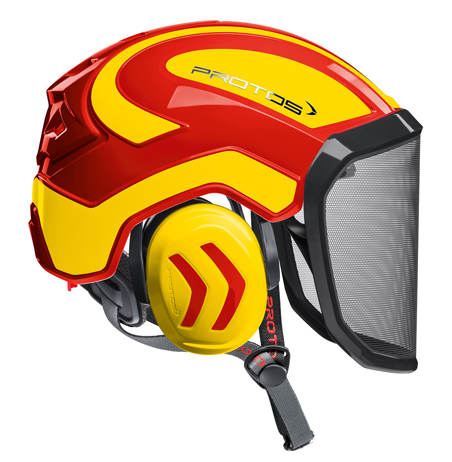 Casque forestier Profi Protos Integral rouge/jaune