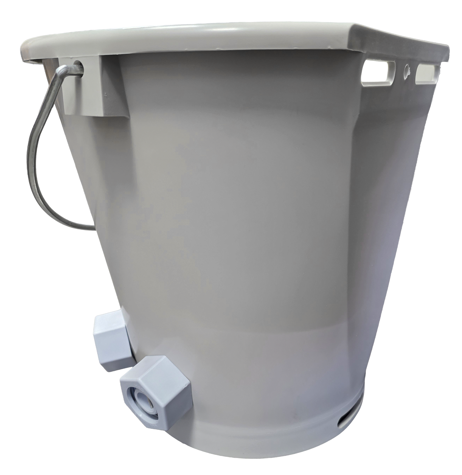 Grey calf feeding bucket with 5 feeding points, without teats