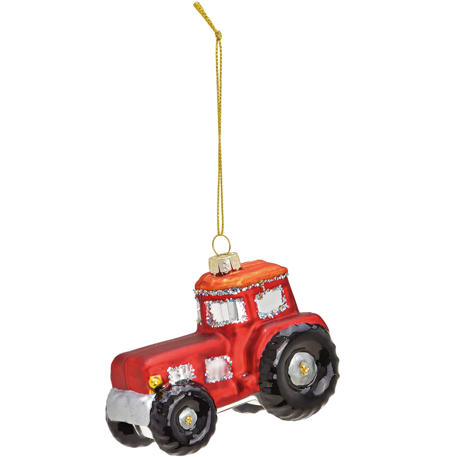 Christbaumschmuck Traktor aus Glas rot
