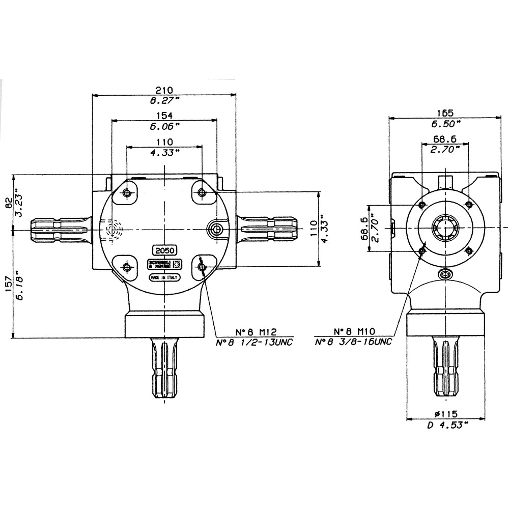 Winkelgetriebe S2050 1:1,91 Zapfwellenprofil 1 3/8 x 6