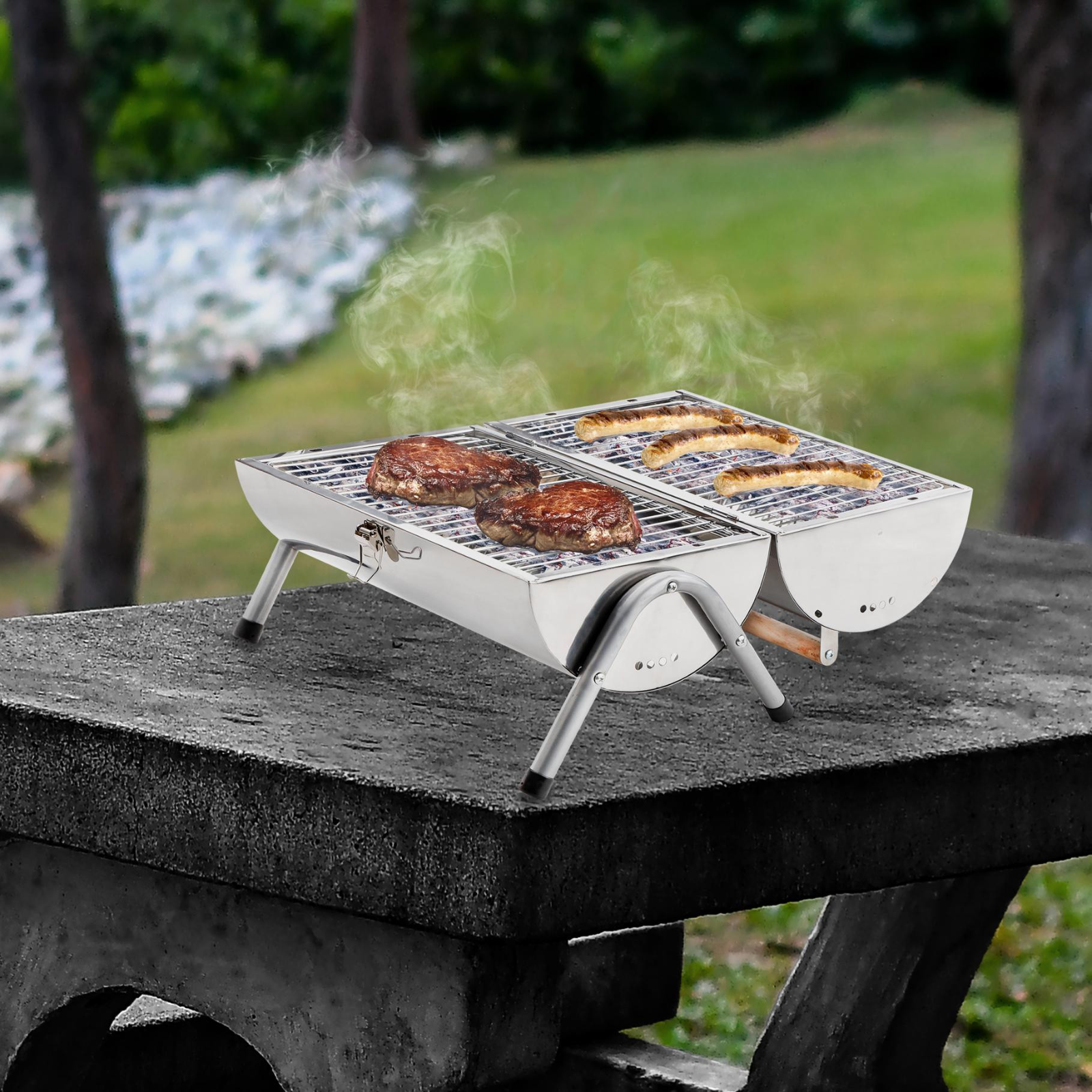 Picknick Grill aus Edelstahl