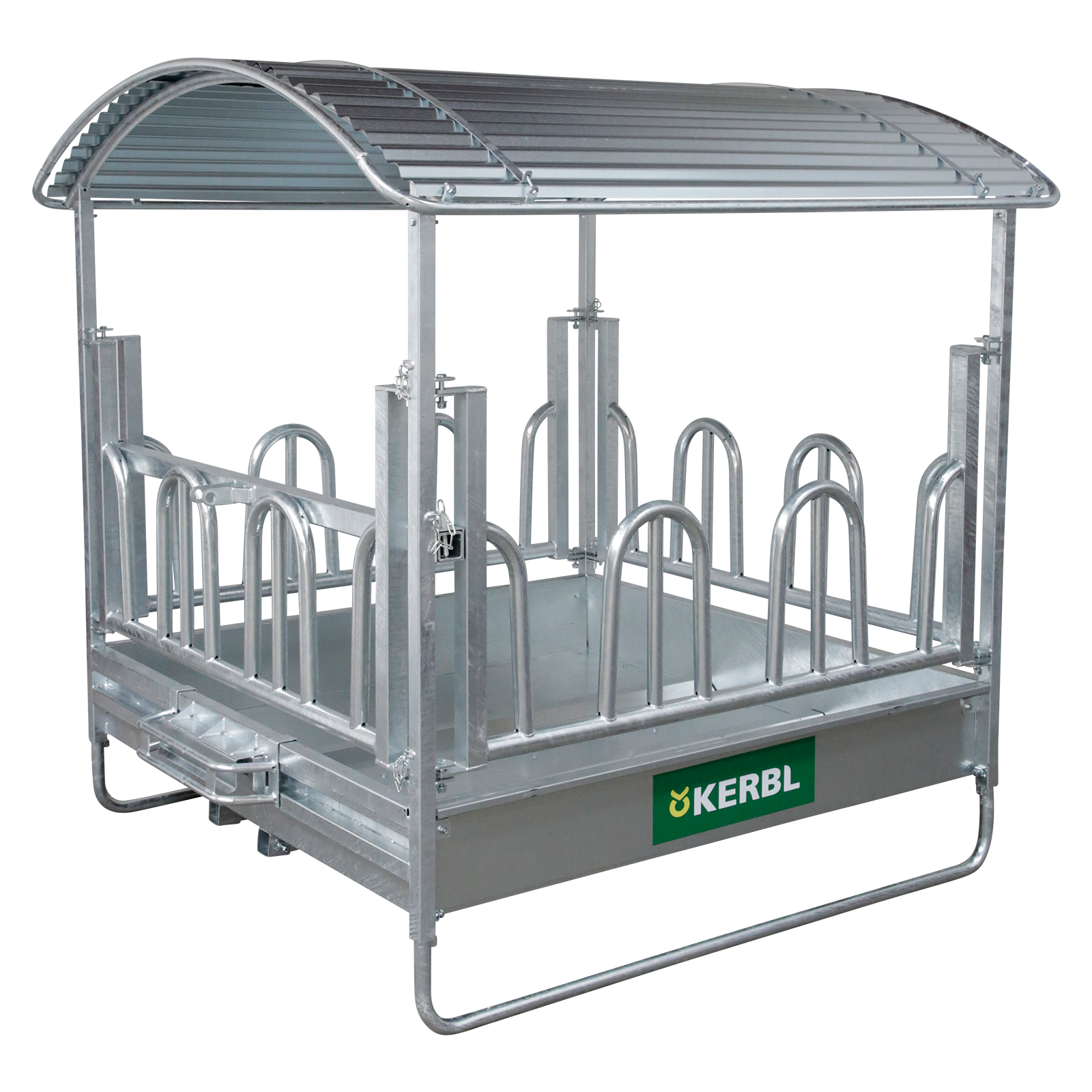 Square hay rack with palisade feeding fence