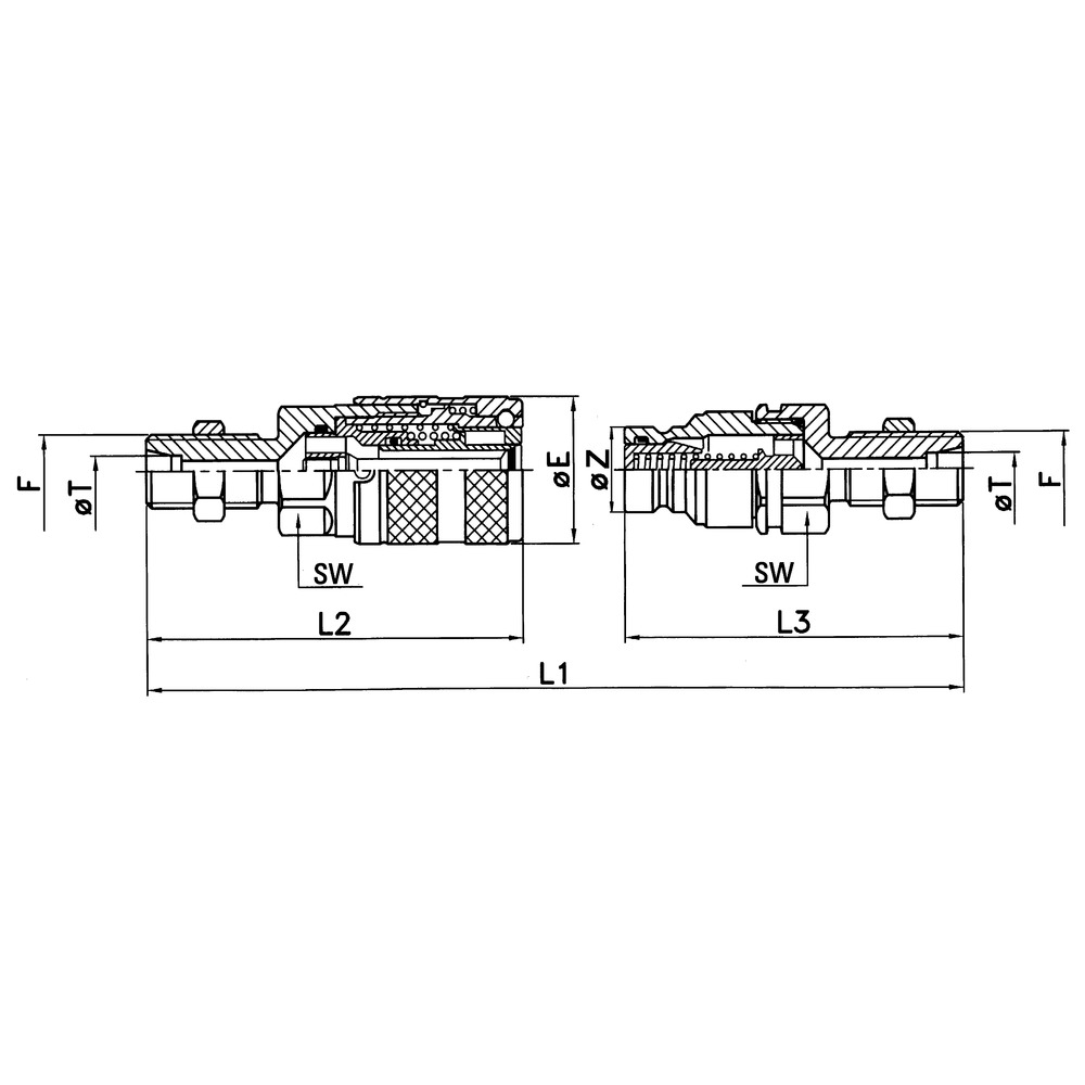 Stecker flachdichtend BG2/DN13 mit Schottgewinde
