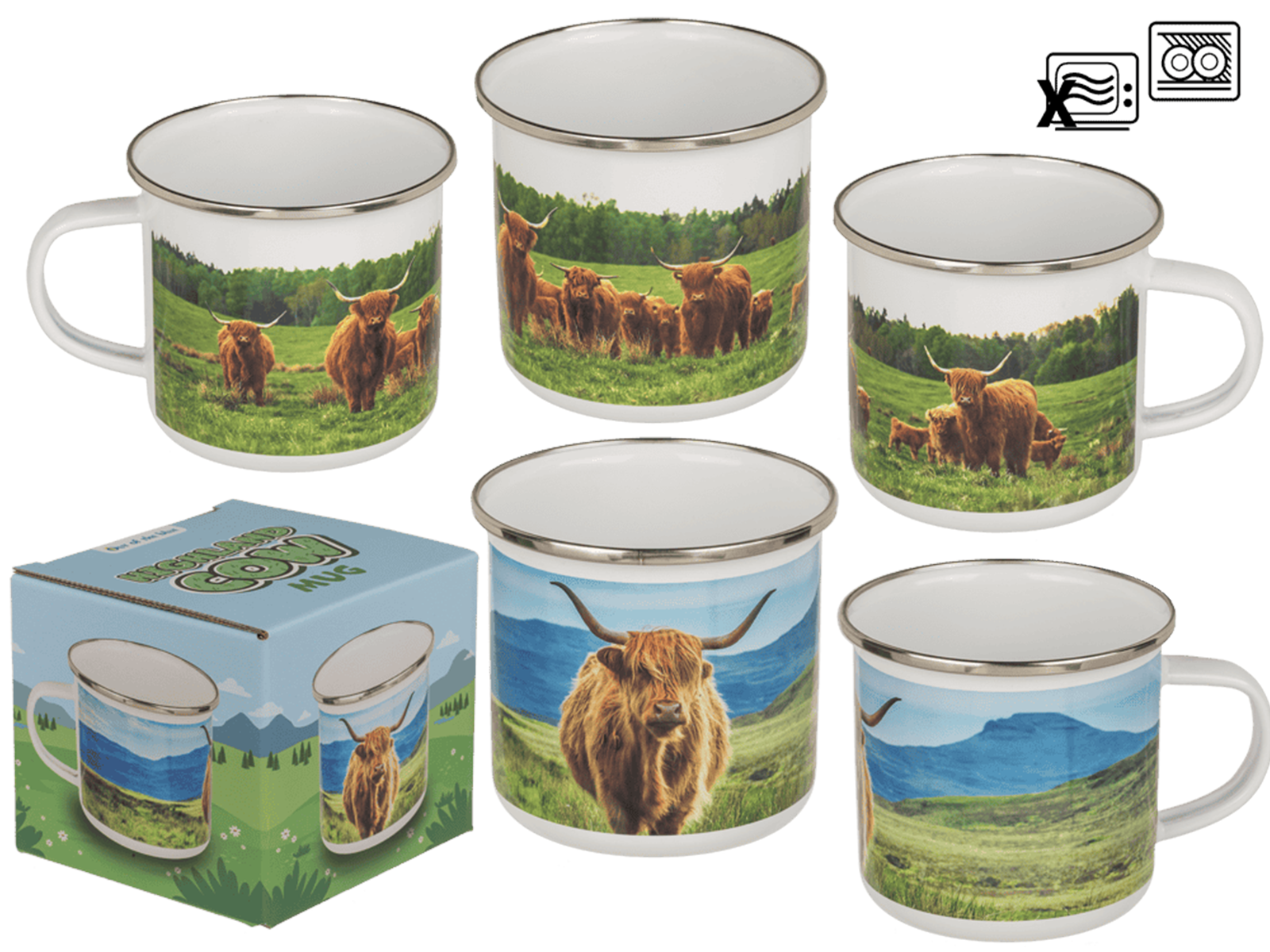 Becher Emaille Highland Kuh 350 ml